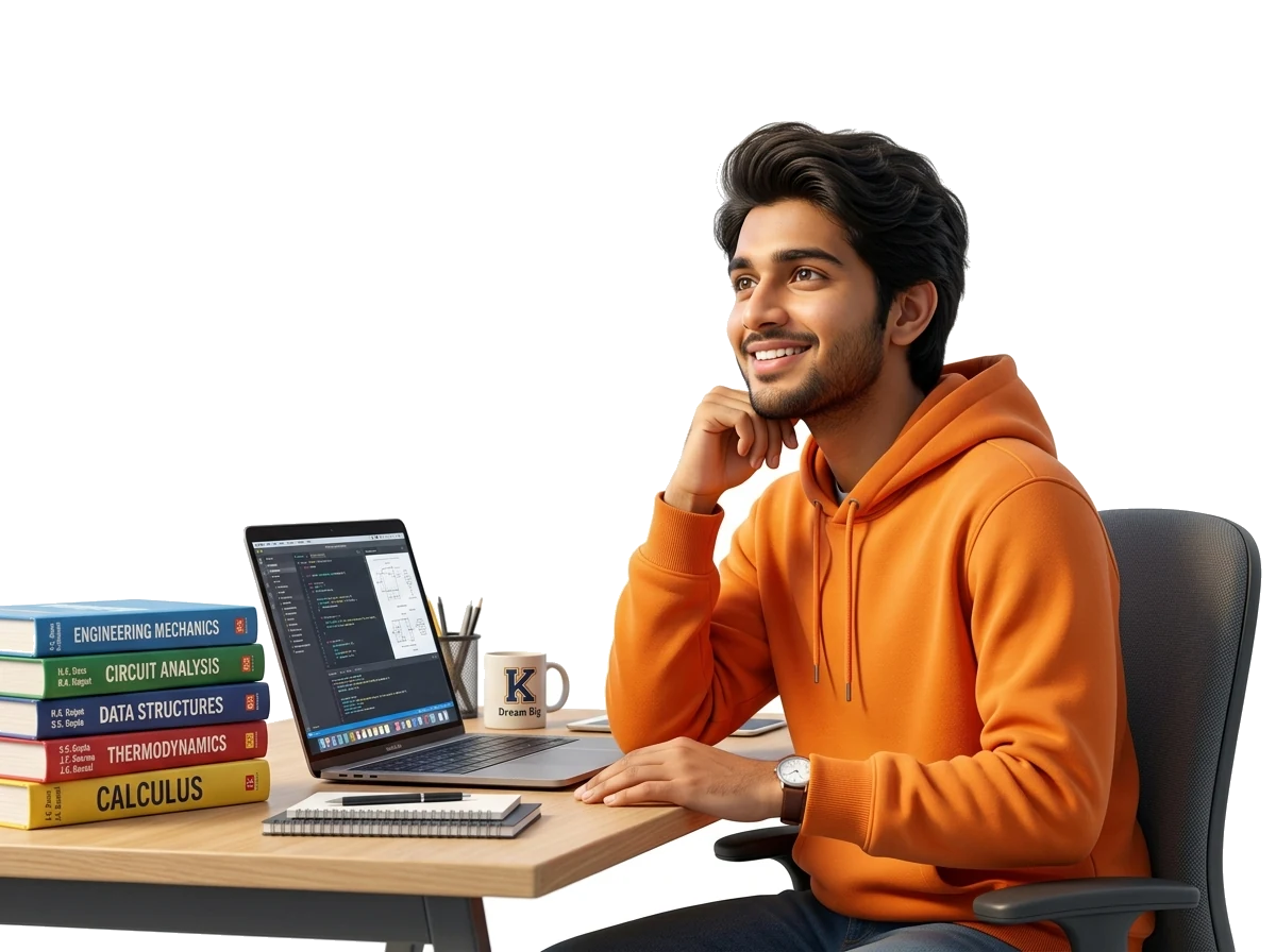 Student studying with roadmap